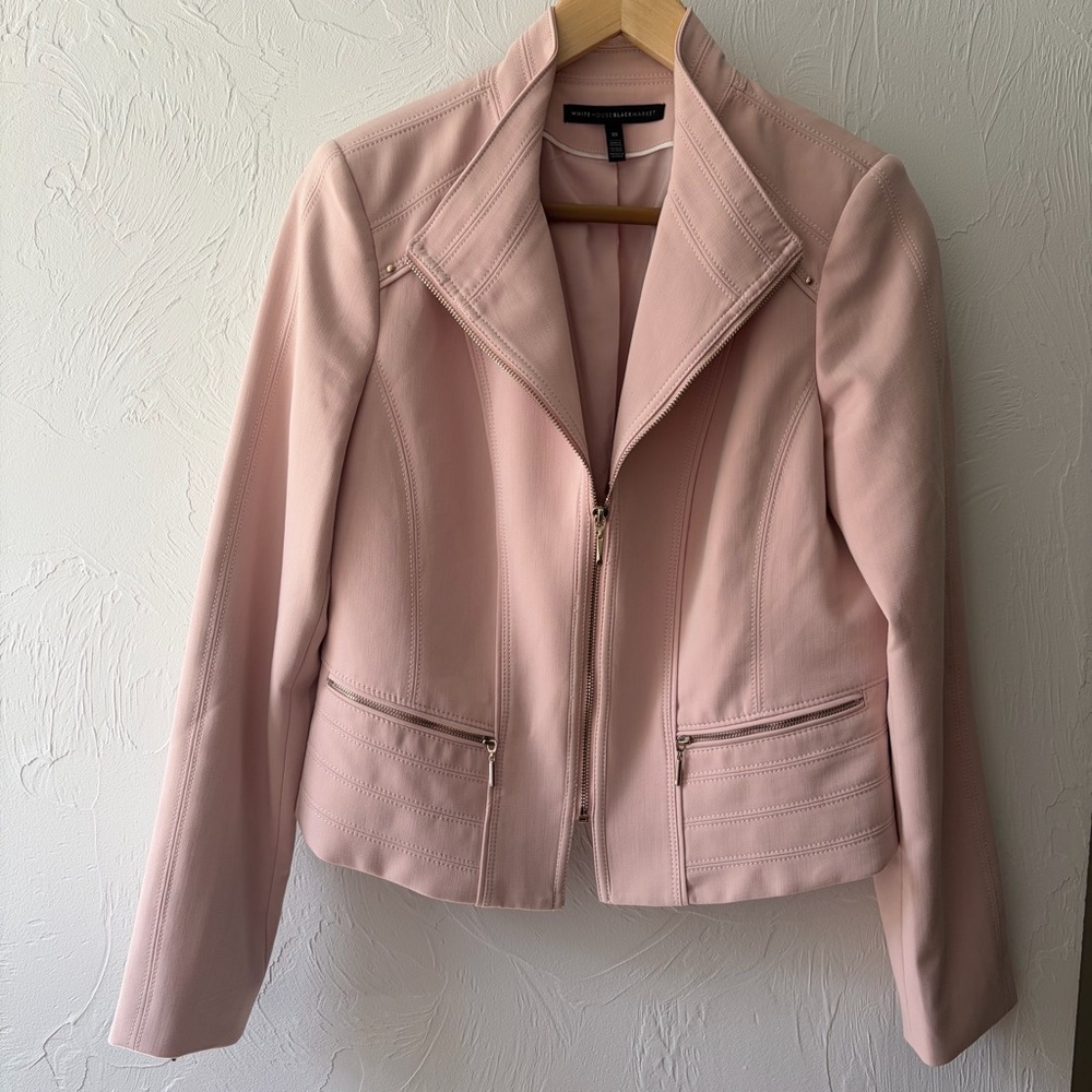 White House Black Market Blush Pink Moto Jacket